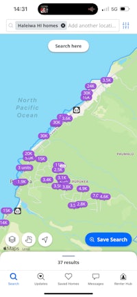 a map showing the location of a beach in hawaii