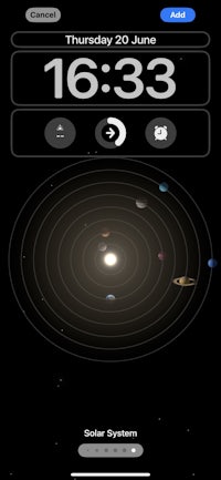 a screenshot of an iphone showing the solar system