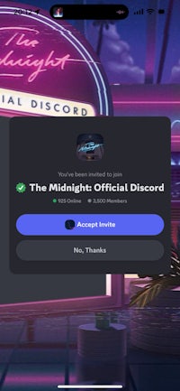 the midnight official disco app on an iphone