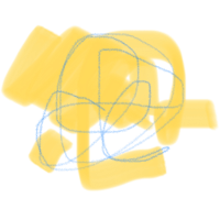 a drawing of a yellow and blue object