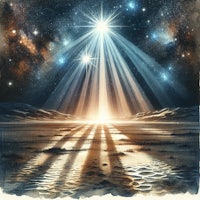 a painting of a star shining in the desert