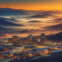 a city at dusk in california