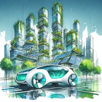 an illustration of a futuristic car in a city